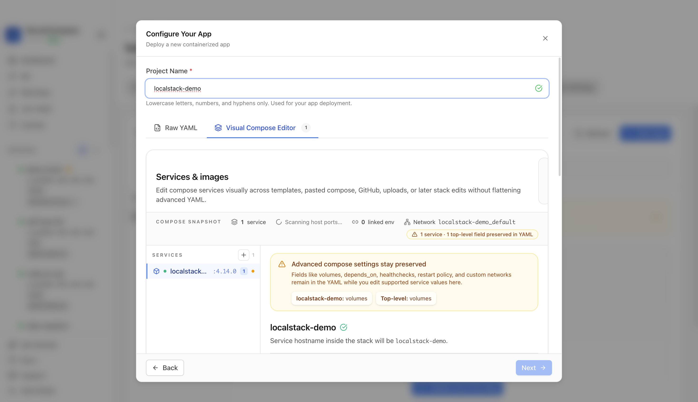 Reviewing LocalStack project settings and compose services