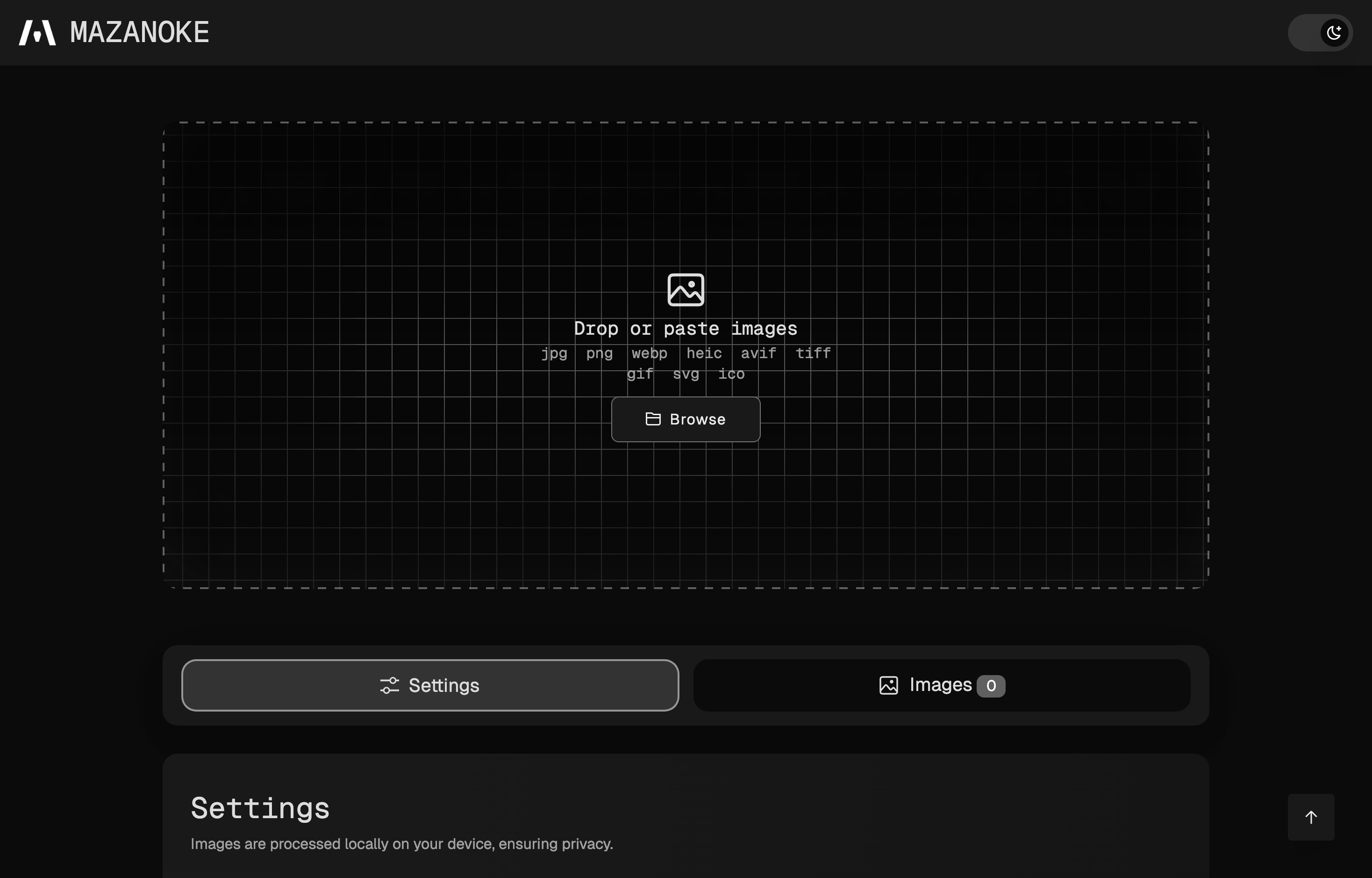 The deployed MazanOKe web UI loaded in a browser