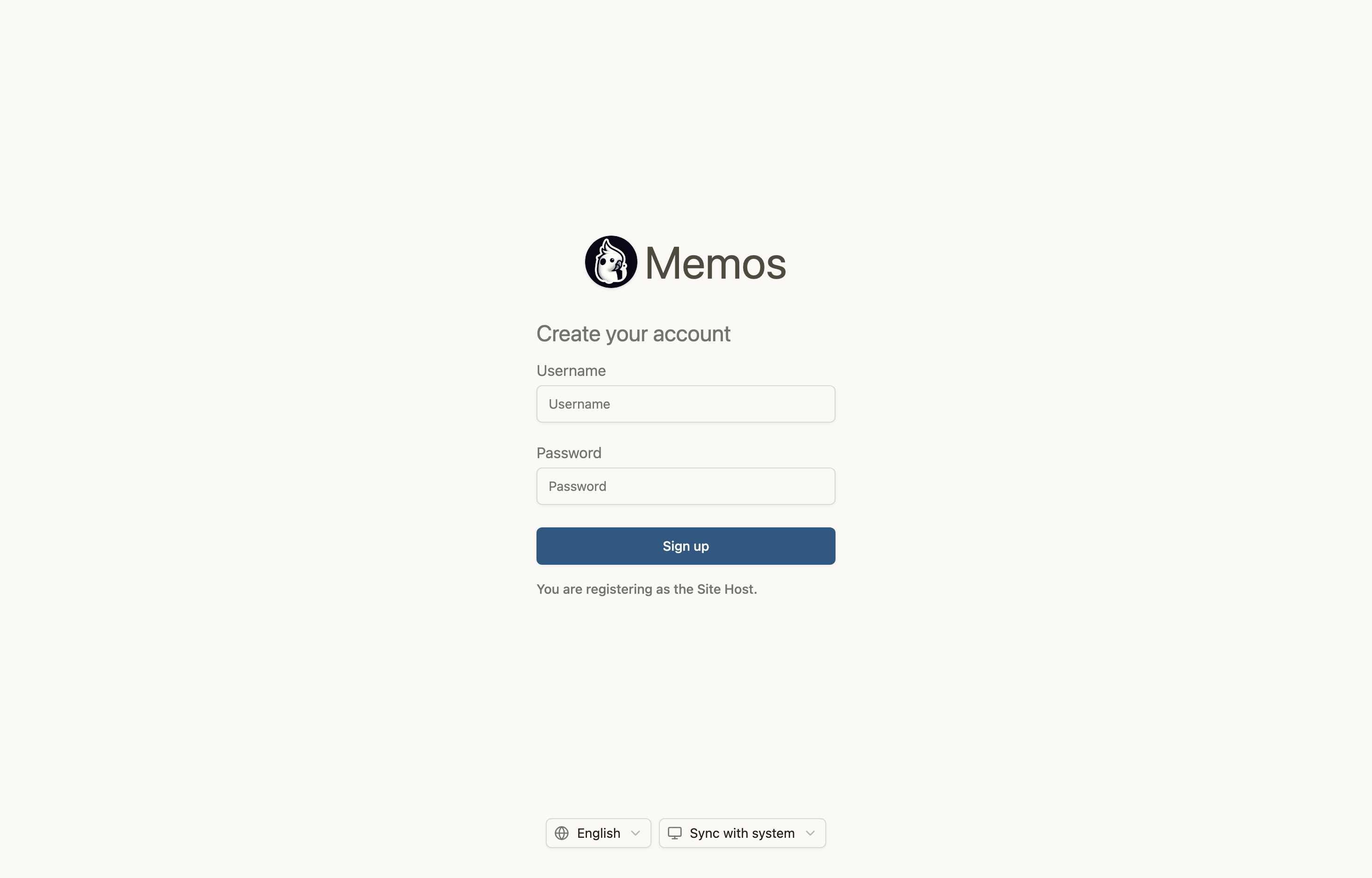 The deployed Memos web UI loaded in a browser