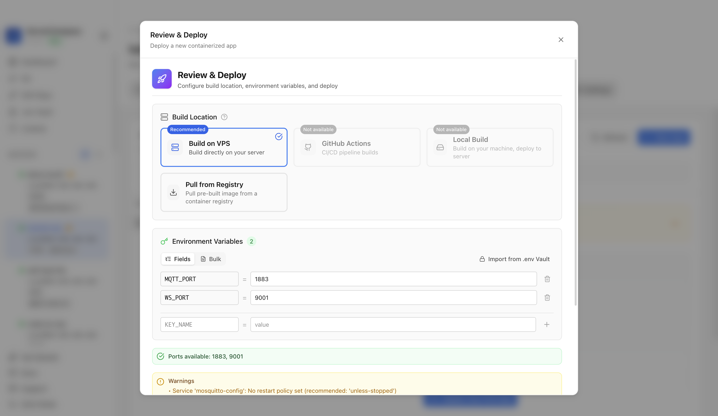 Reviewing Mosquitto MQTT and WebSocket ports before deployment
