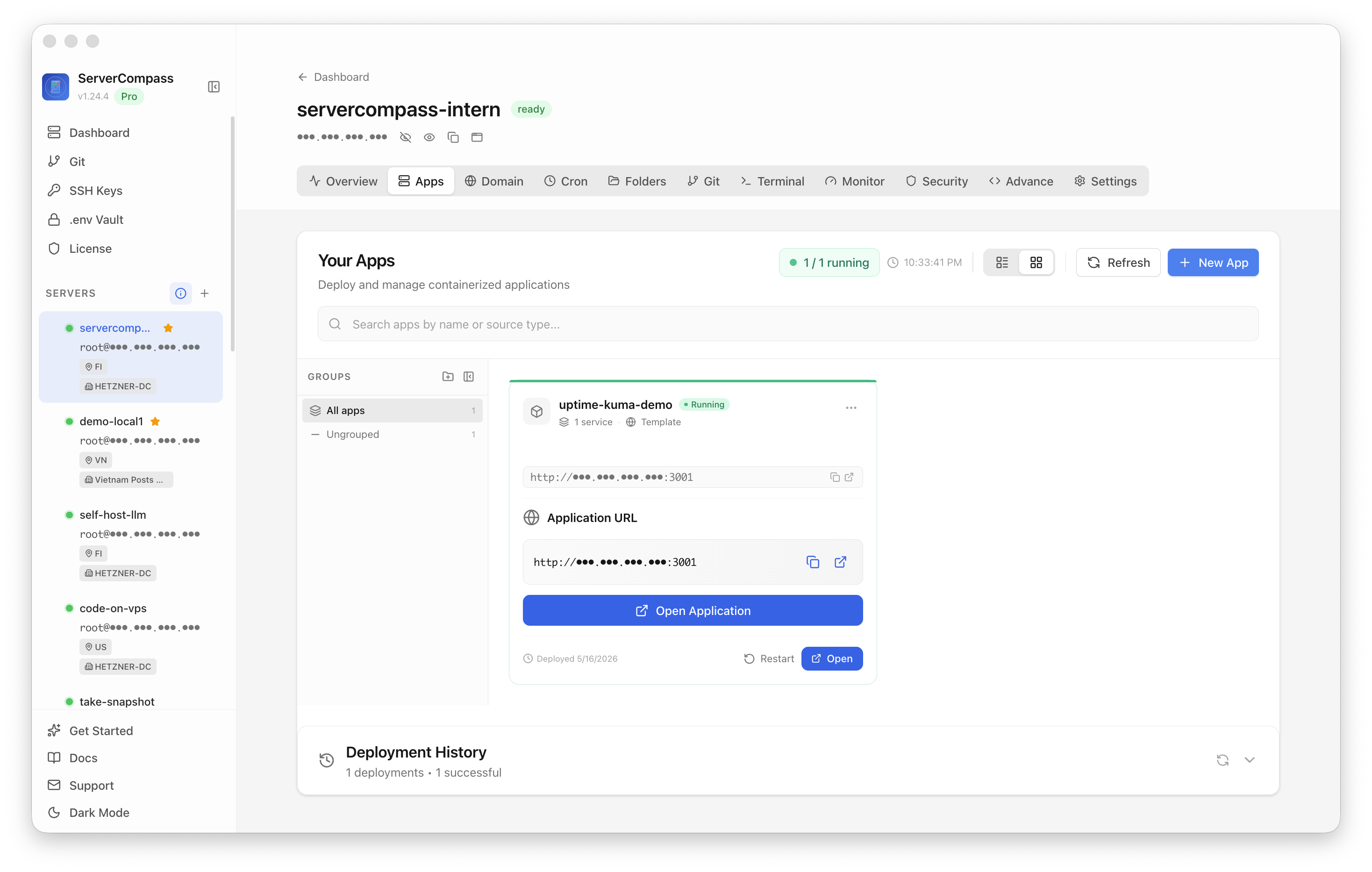 Server Compass Apps tab before creating an n8n app