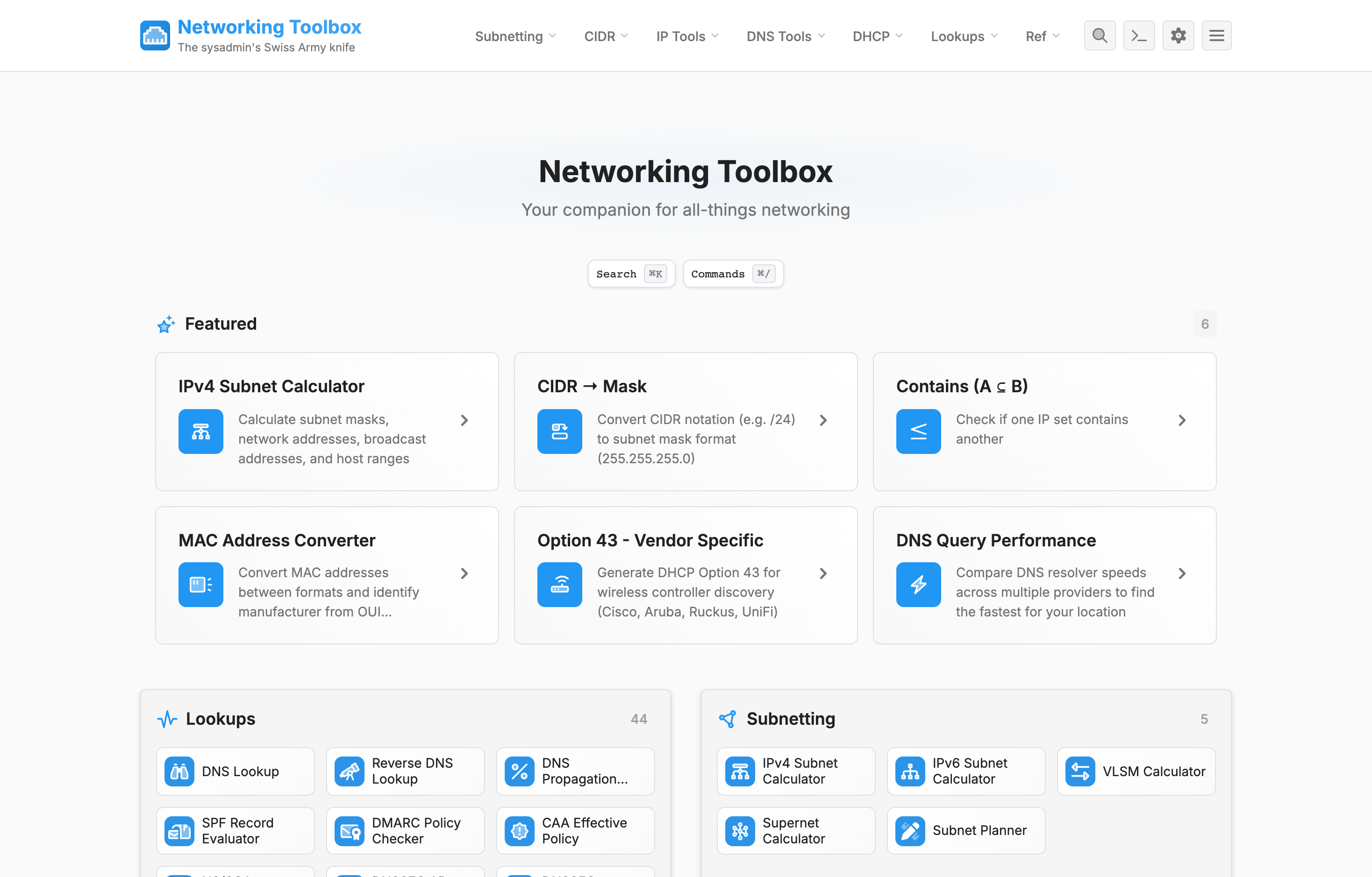 The deployed Networking Toolbox app loaded in a browser