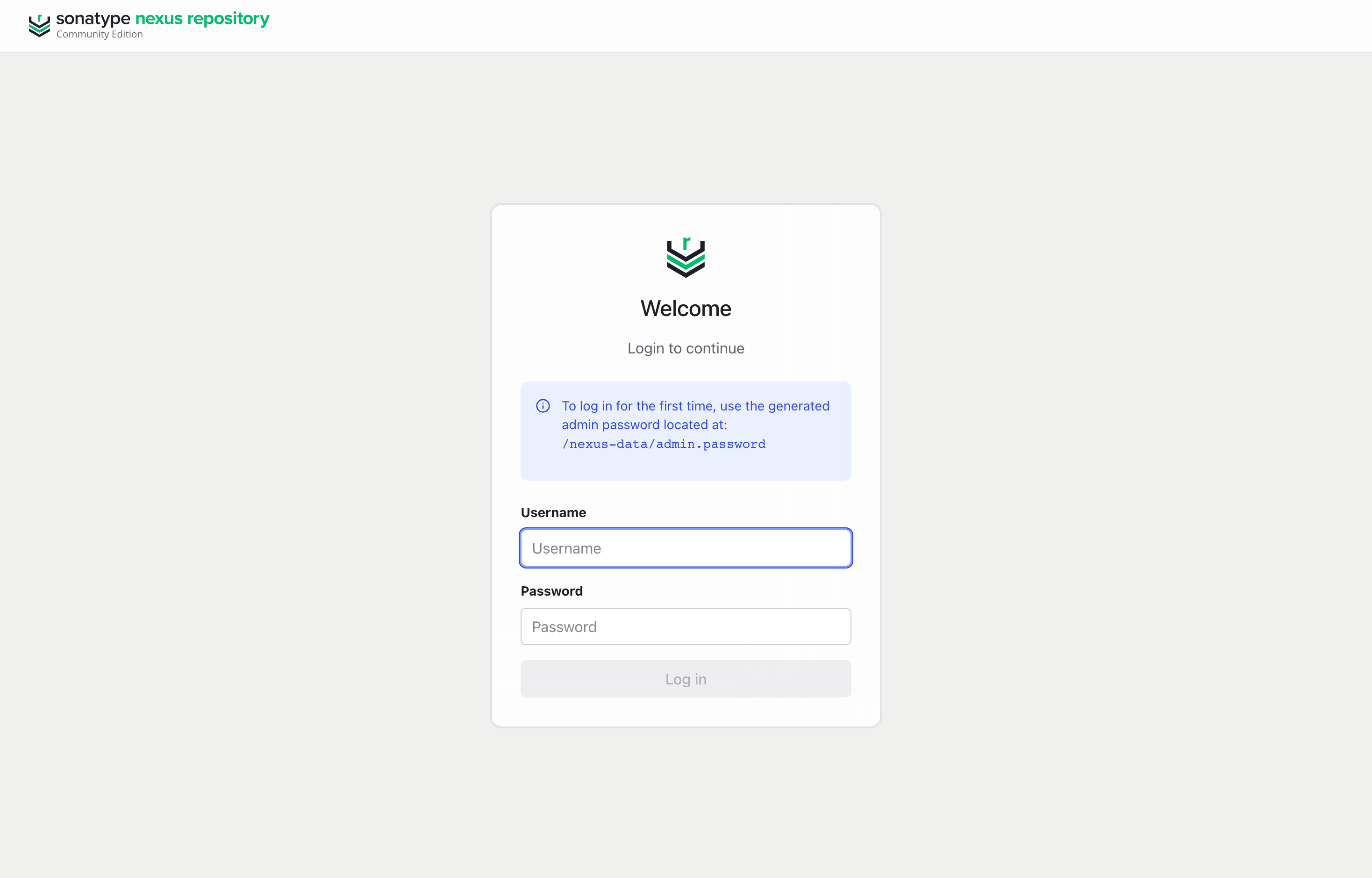 The deployed Nexus Repository Manager web UI loaded in a browser