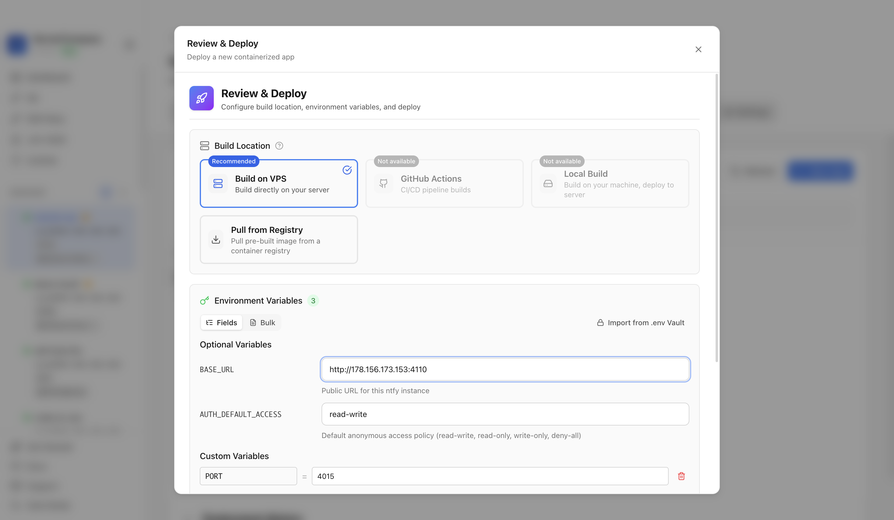 Reviewing ntfy web port before deployment