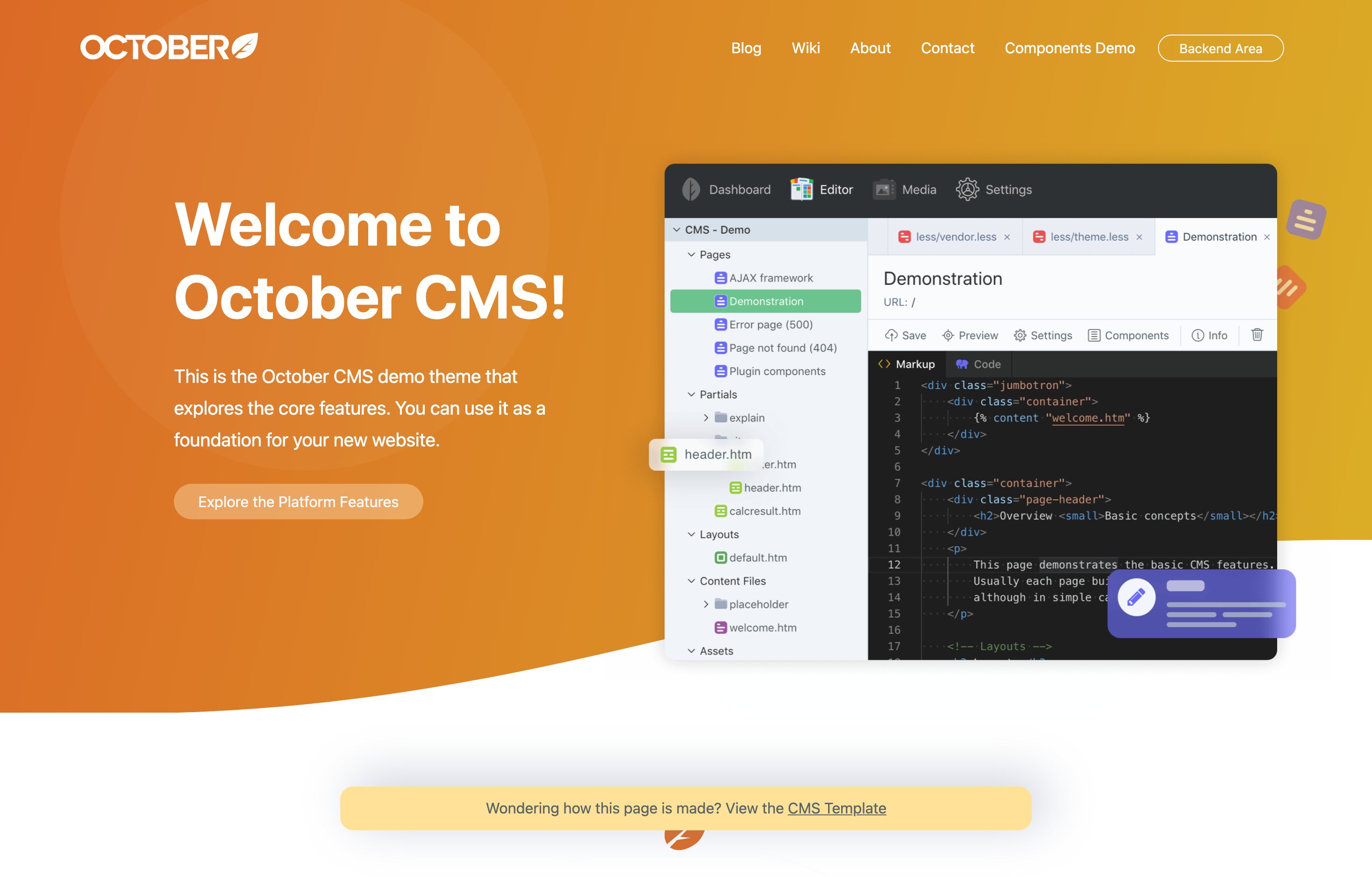 The deployed October CMS install wizard loaded in a browser