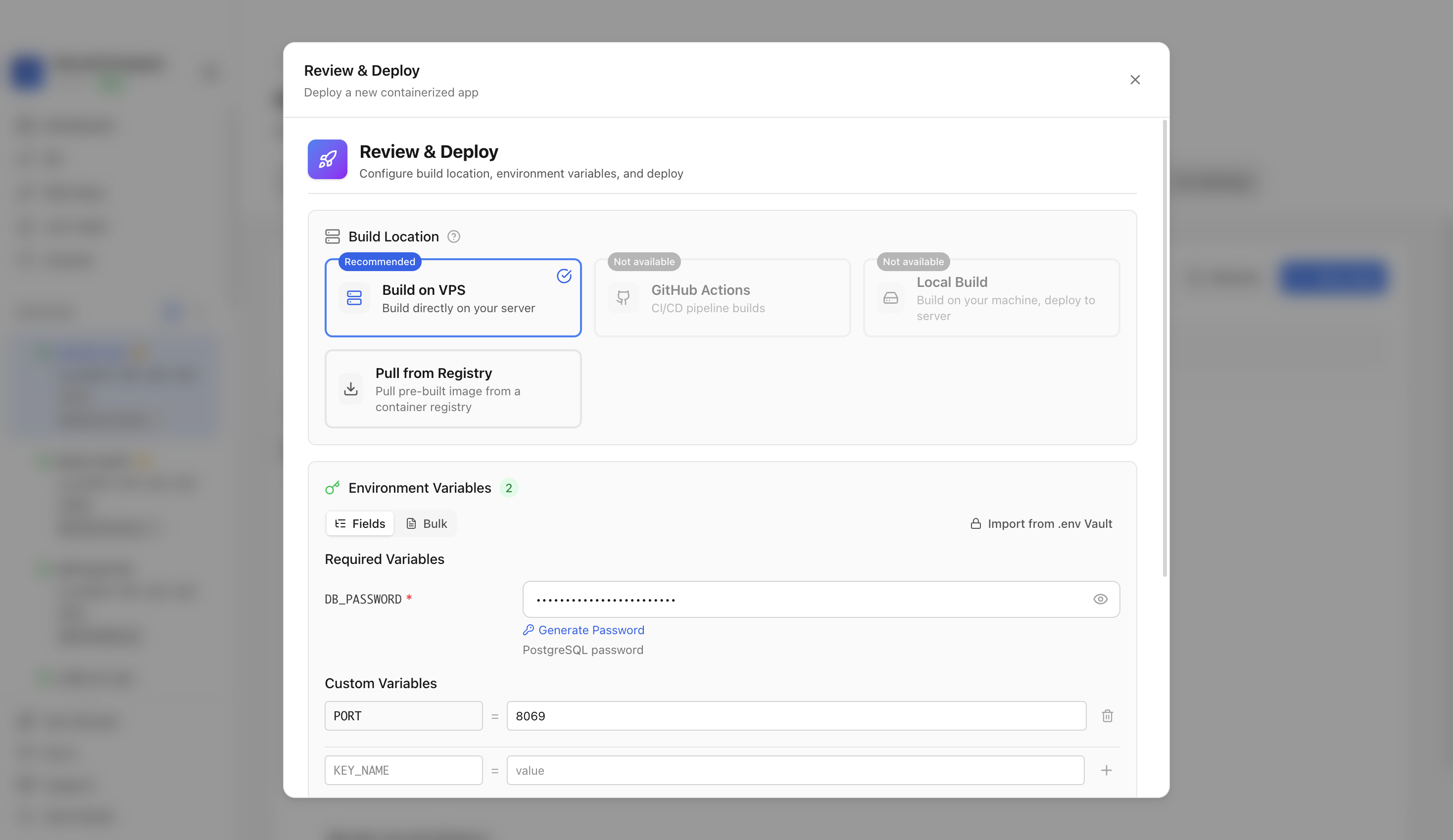 Reviewing Odoo environment variables and port before deployment