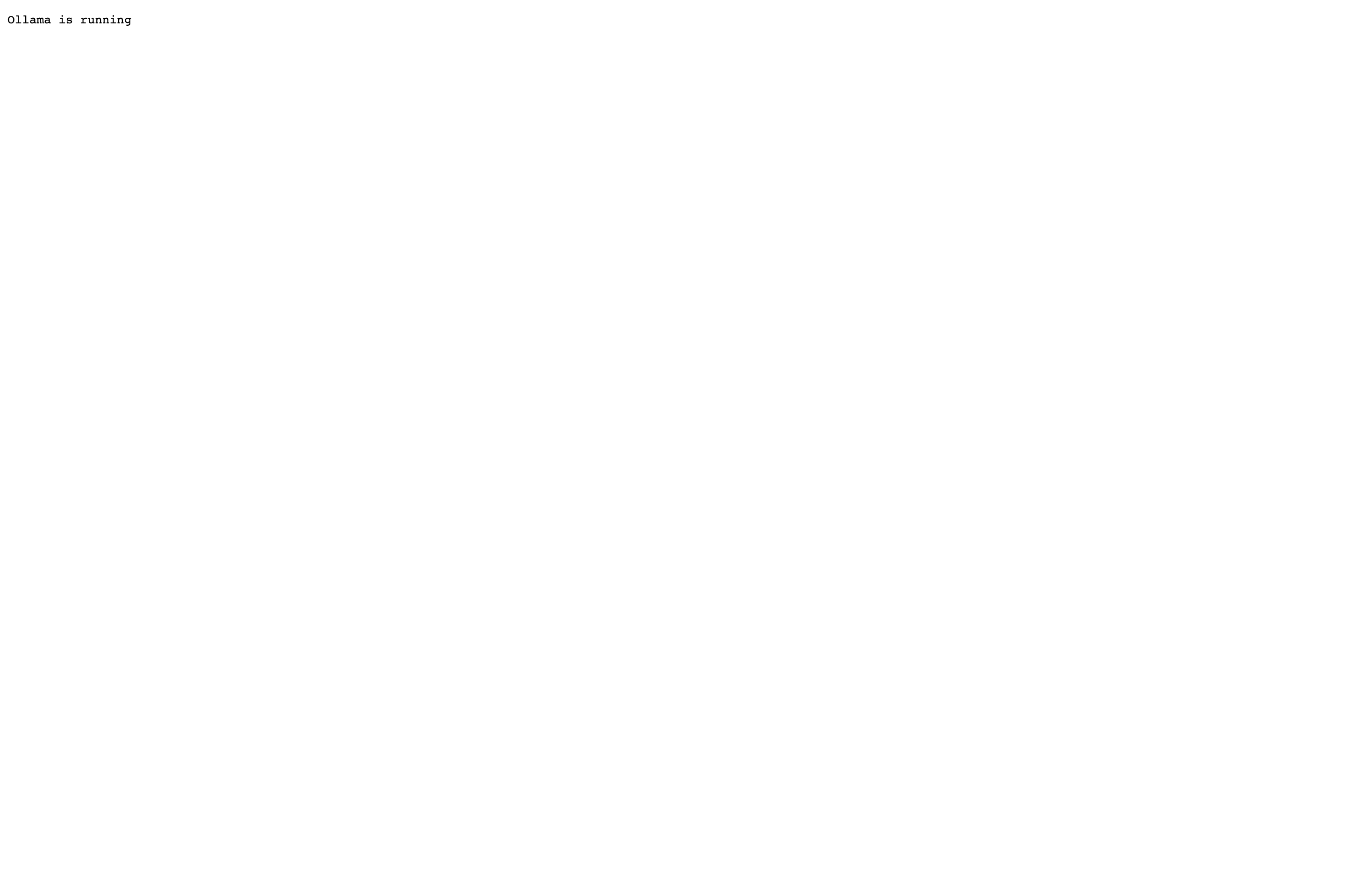 The deployed Ollama API landing response loaded in a browser