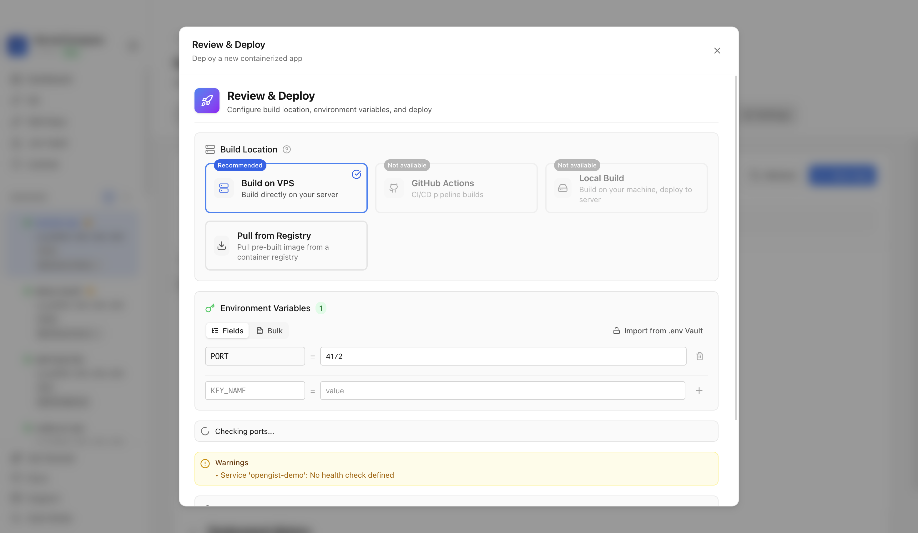 Reviewing Opengist web port before deployment