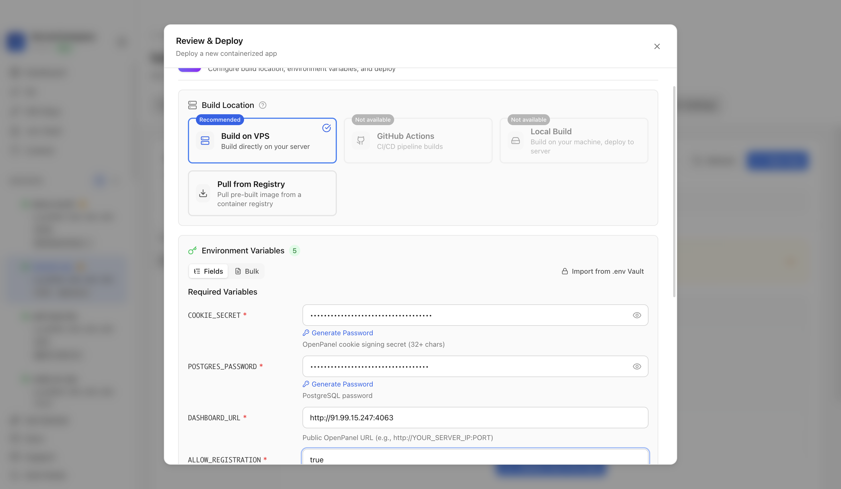 Reviewing OpenPanel web port before deployment