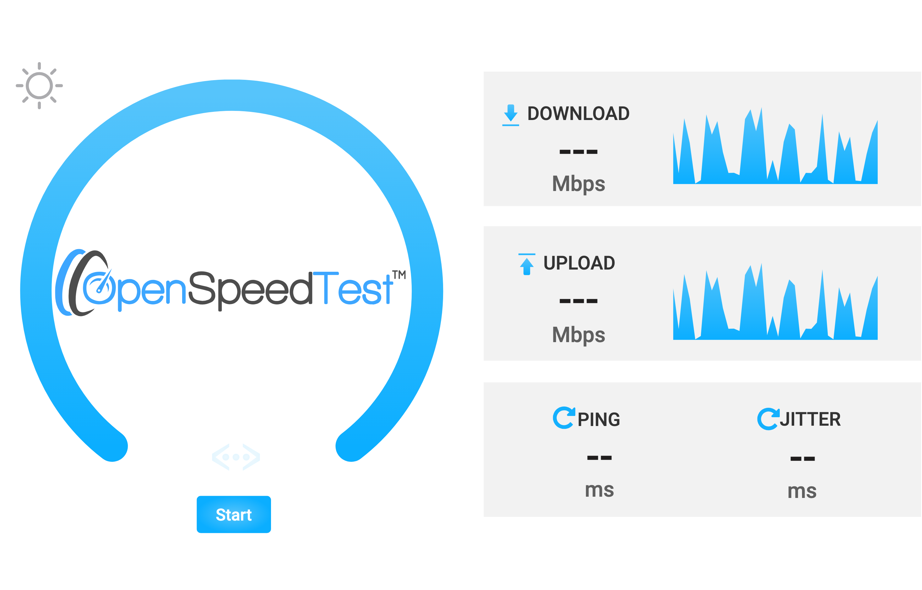 The deployed OpenSpeedTest web UI loaded in a browser