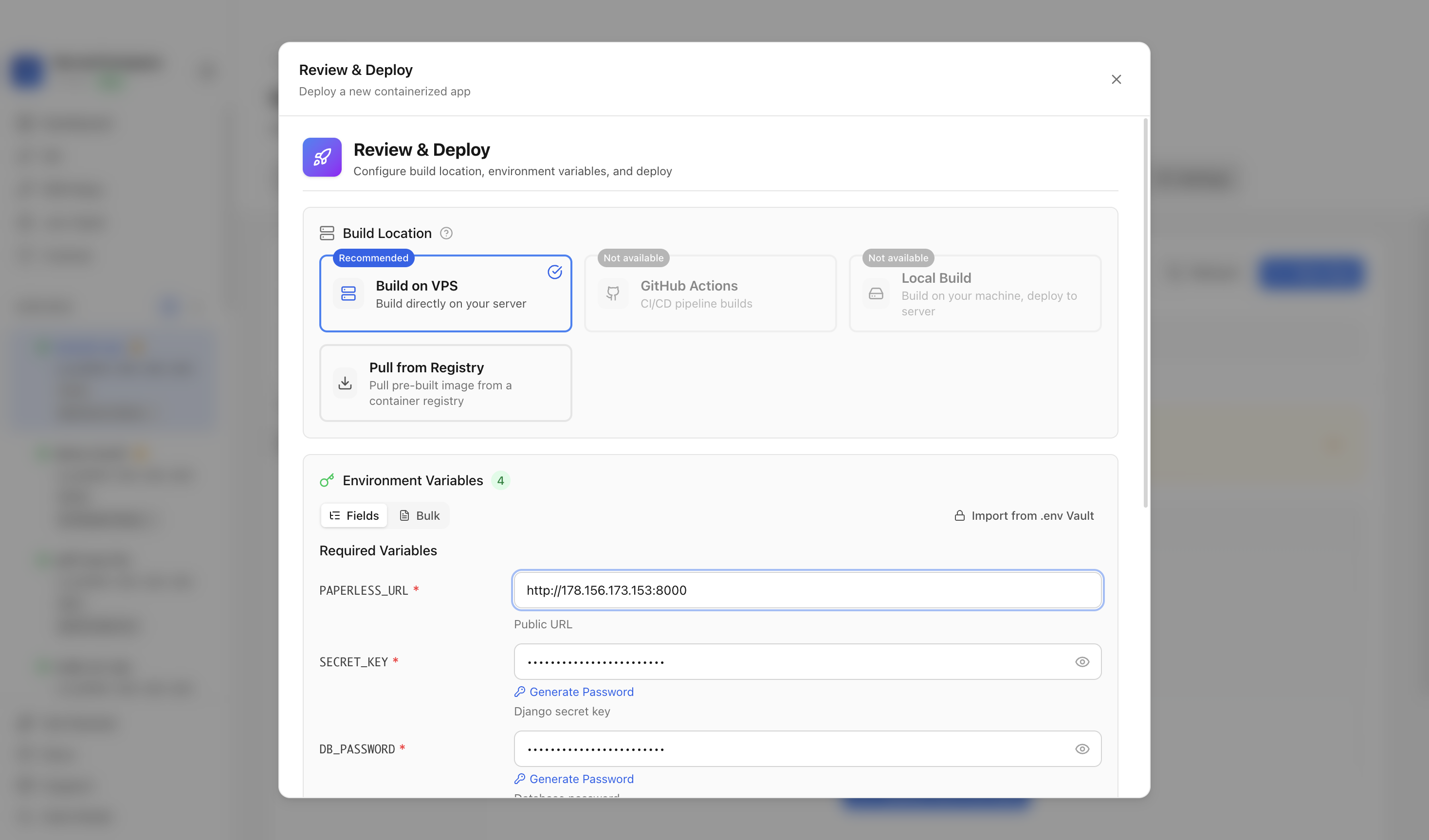 Reviewing Paperless-ngx environment variables and port before deployment