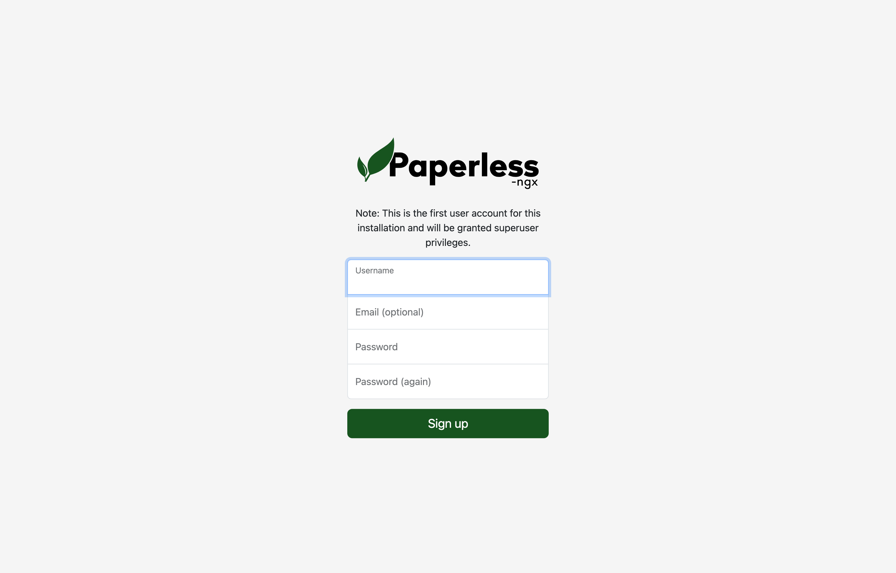 The deployed Paperless-ngx web UI loaded in a browser