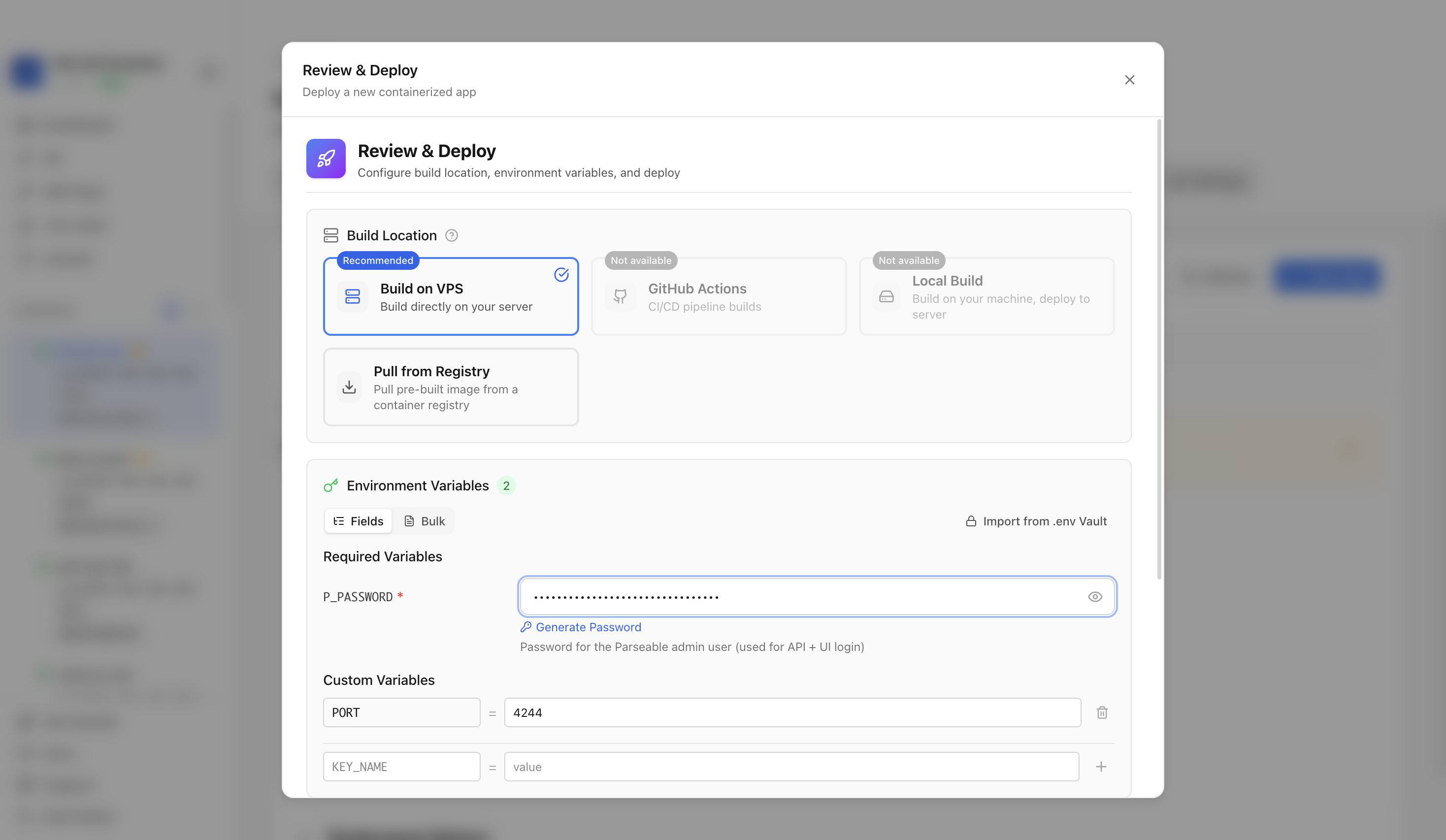 Reviewing Parseable web port before deployment