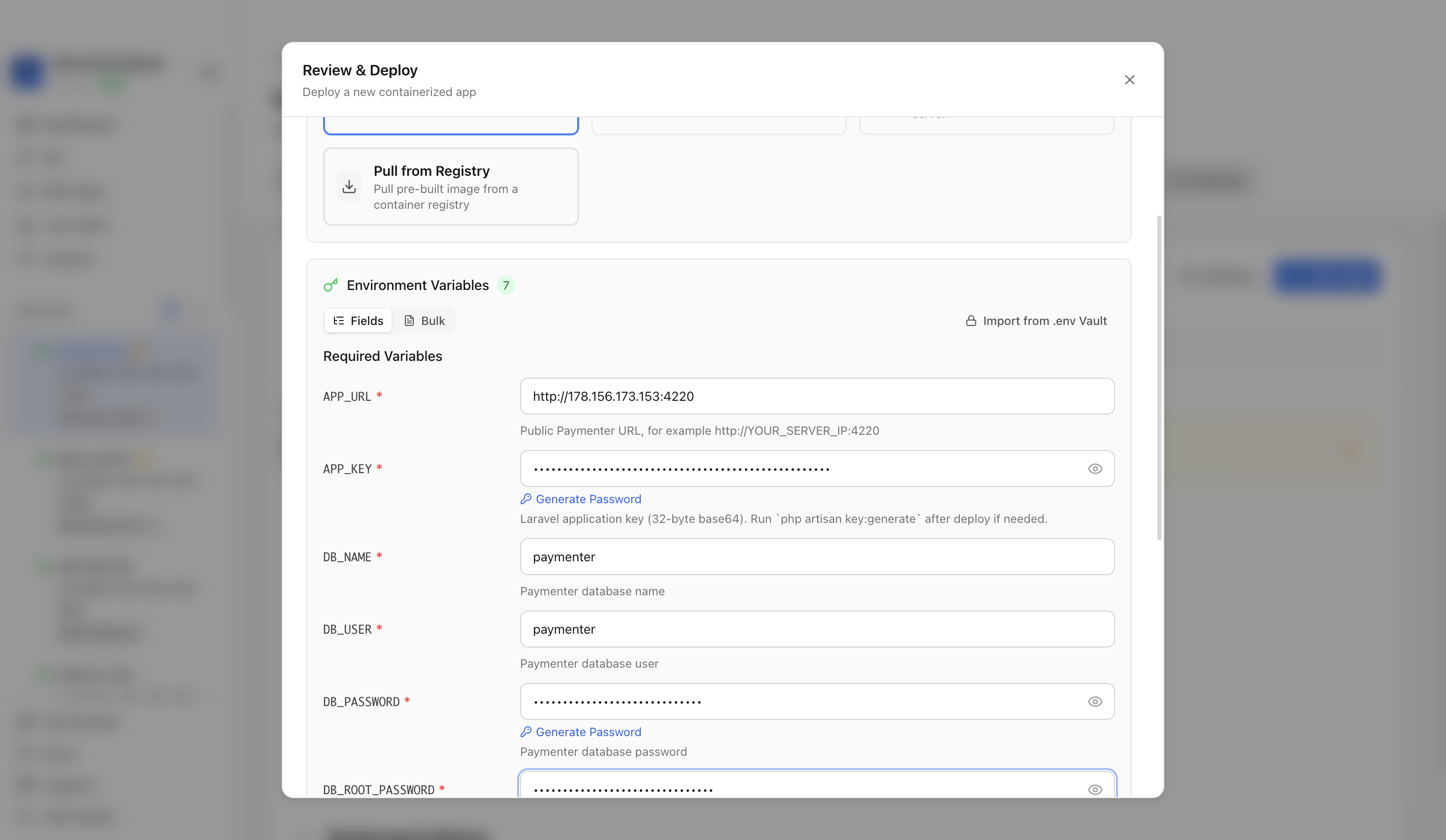 Reviewing Paymenter web port before deployment