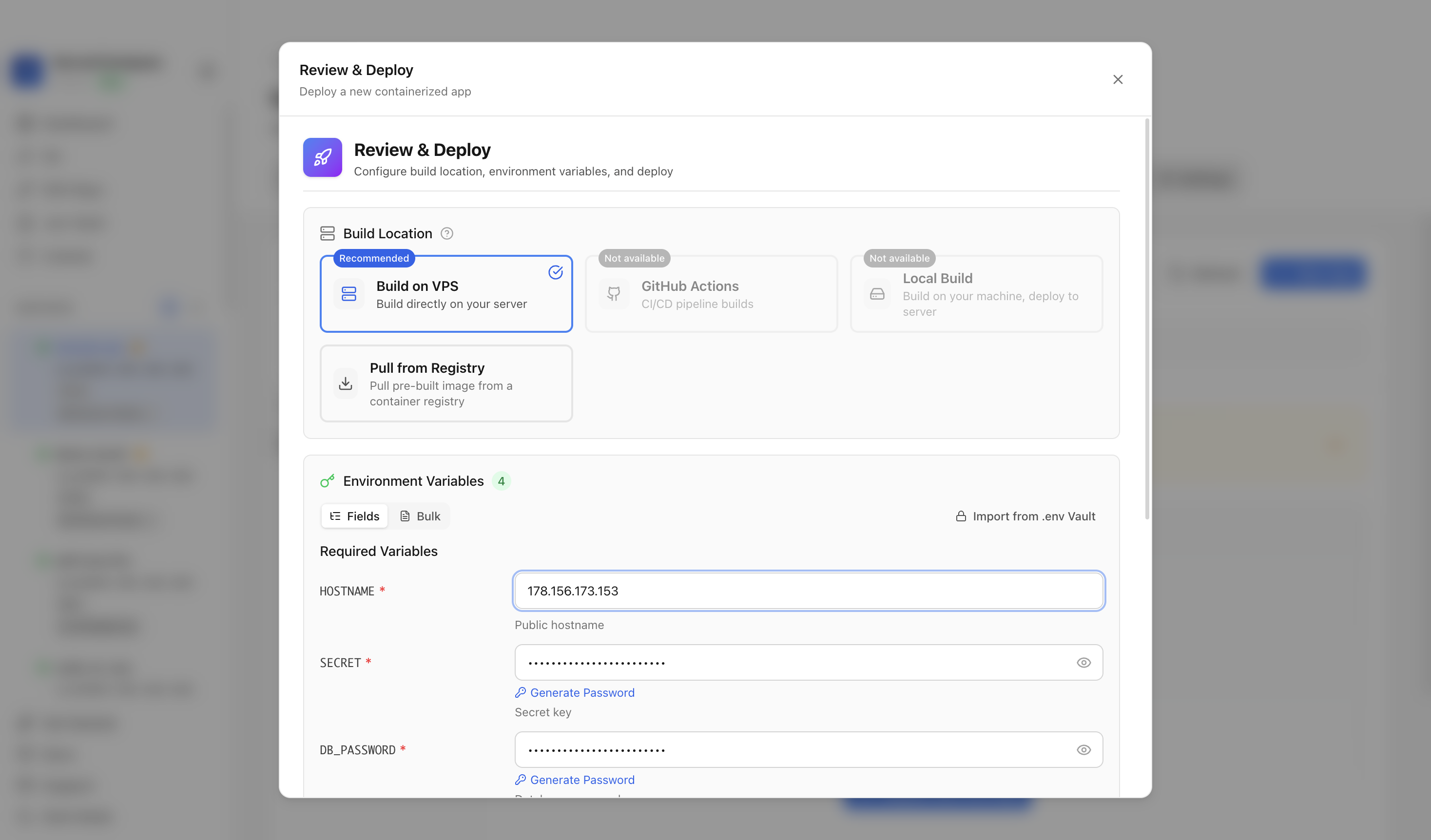 Reviewing PeerTube server URL and port before deployment