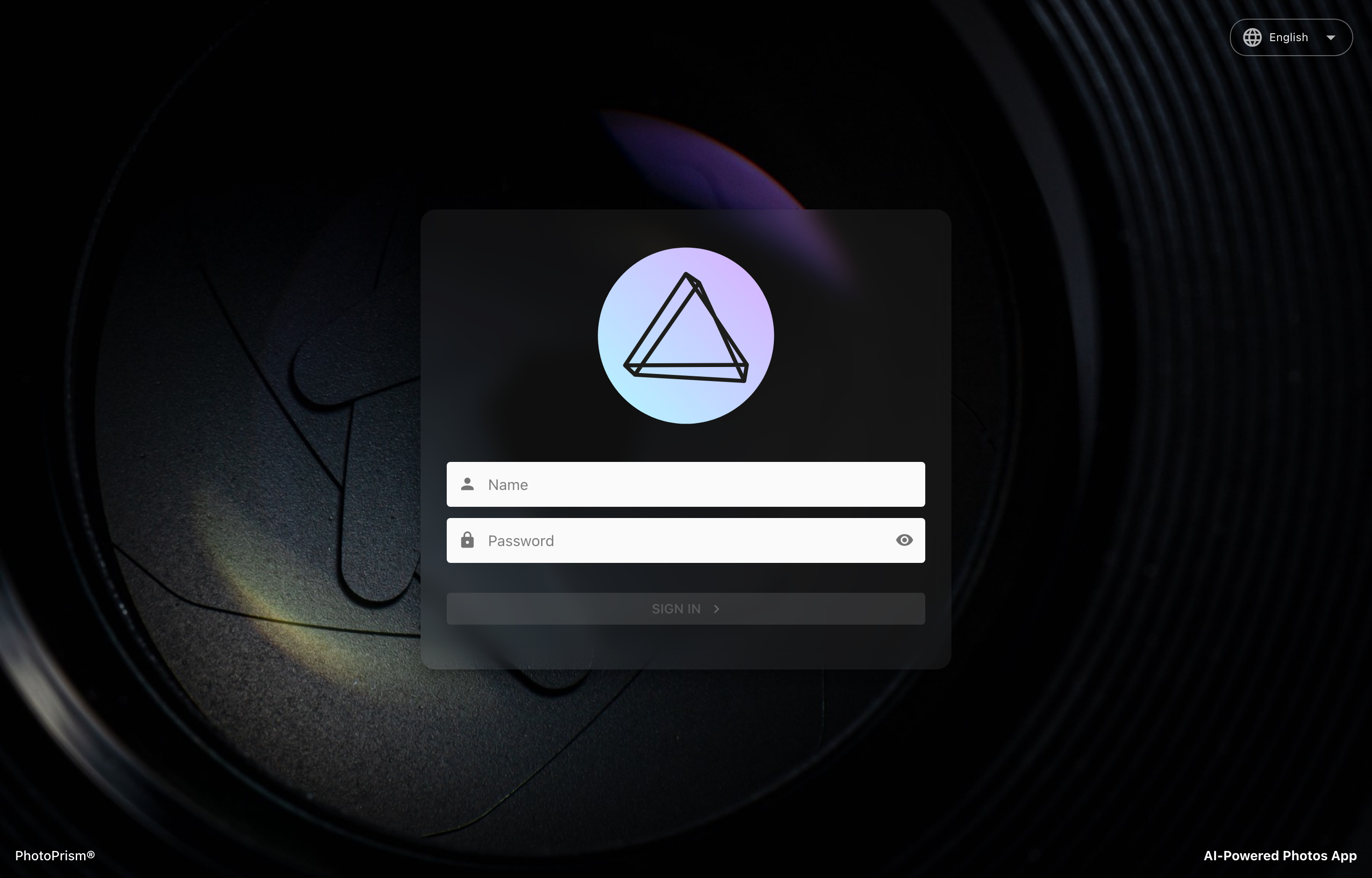 The deployed PhotoPrism login screen loaded in a browser