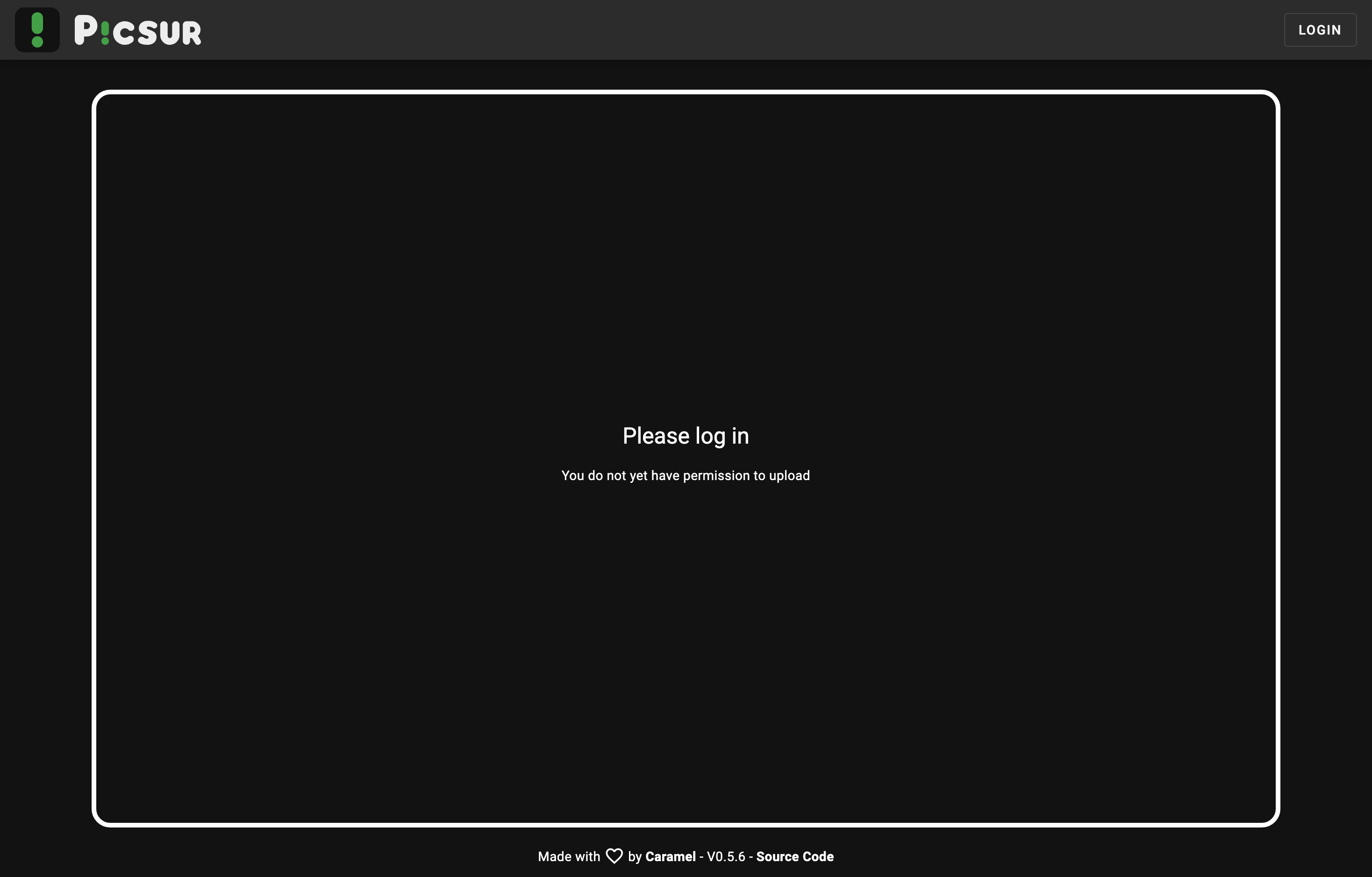 The deployed Picsur web UI loaded in a browser