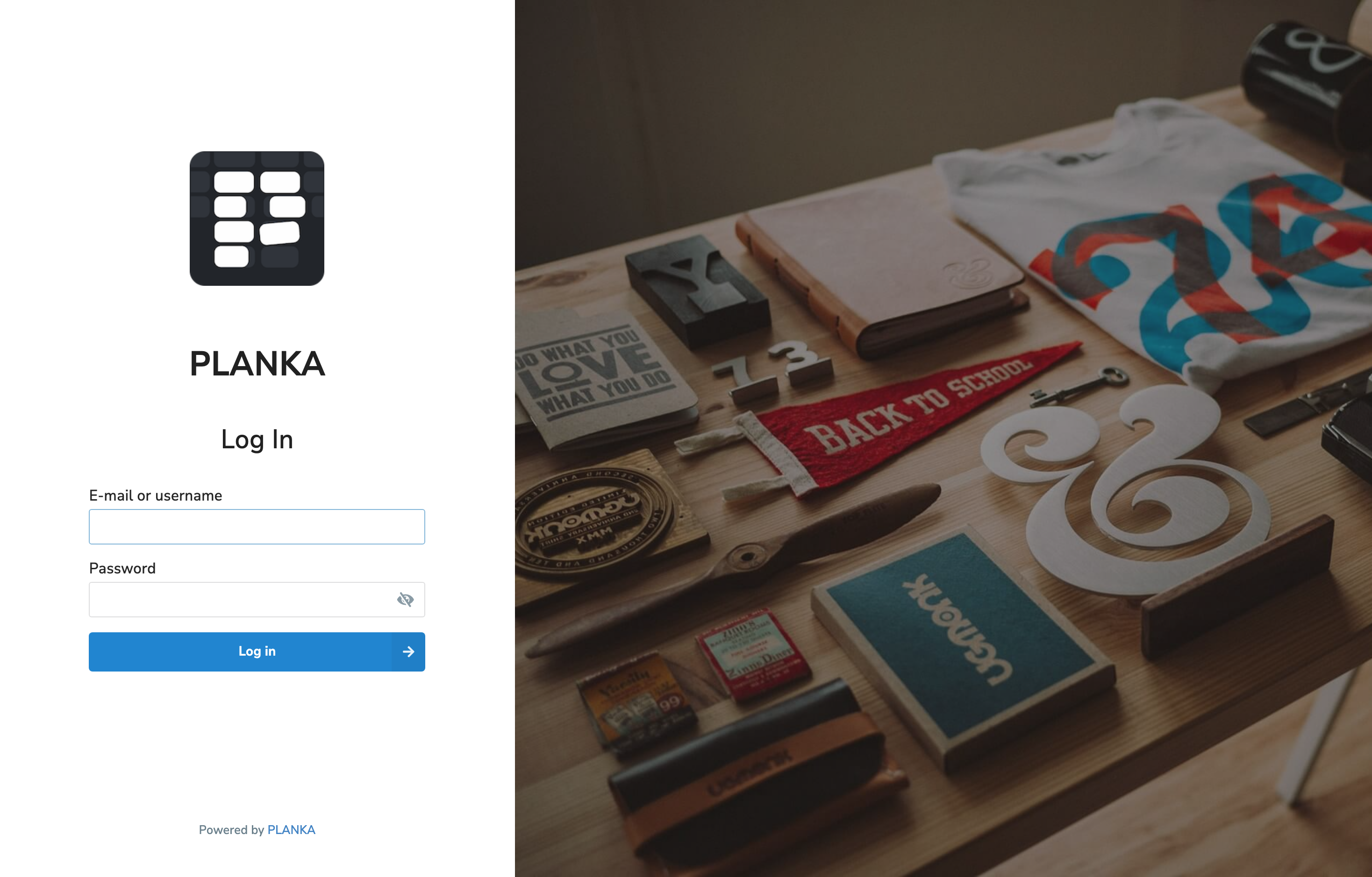 The deployed Planka web UI loaded in a browser