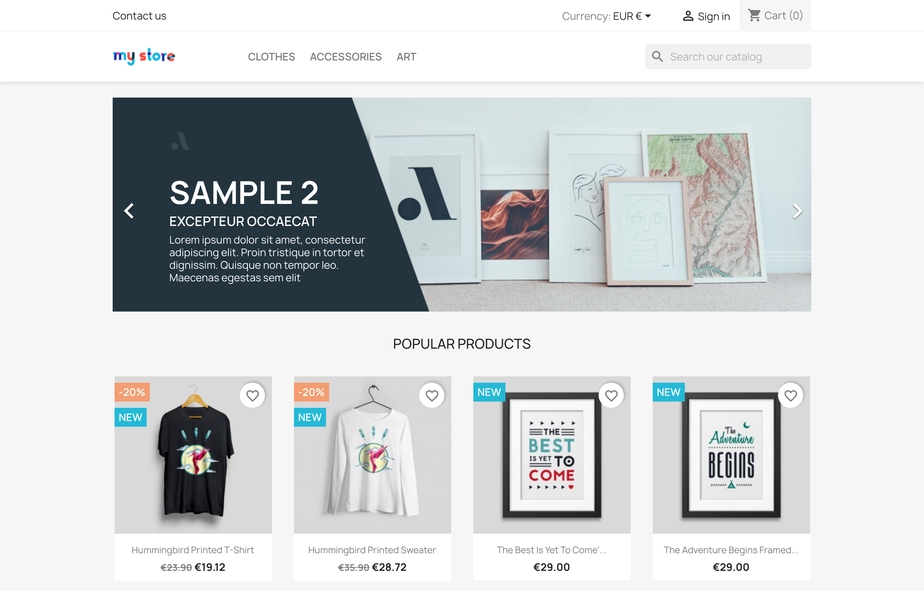 The deployed PrestaShop storefront loaded in a browser