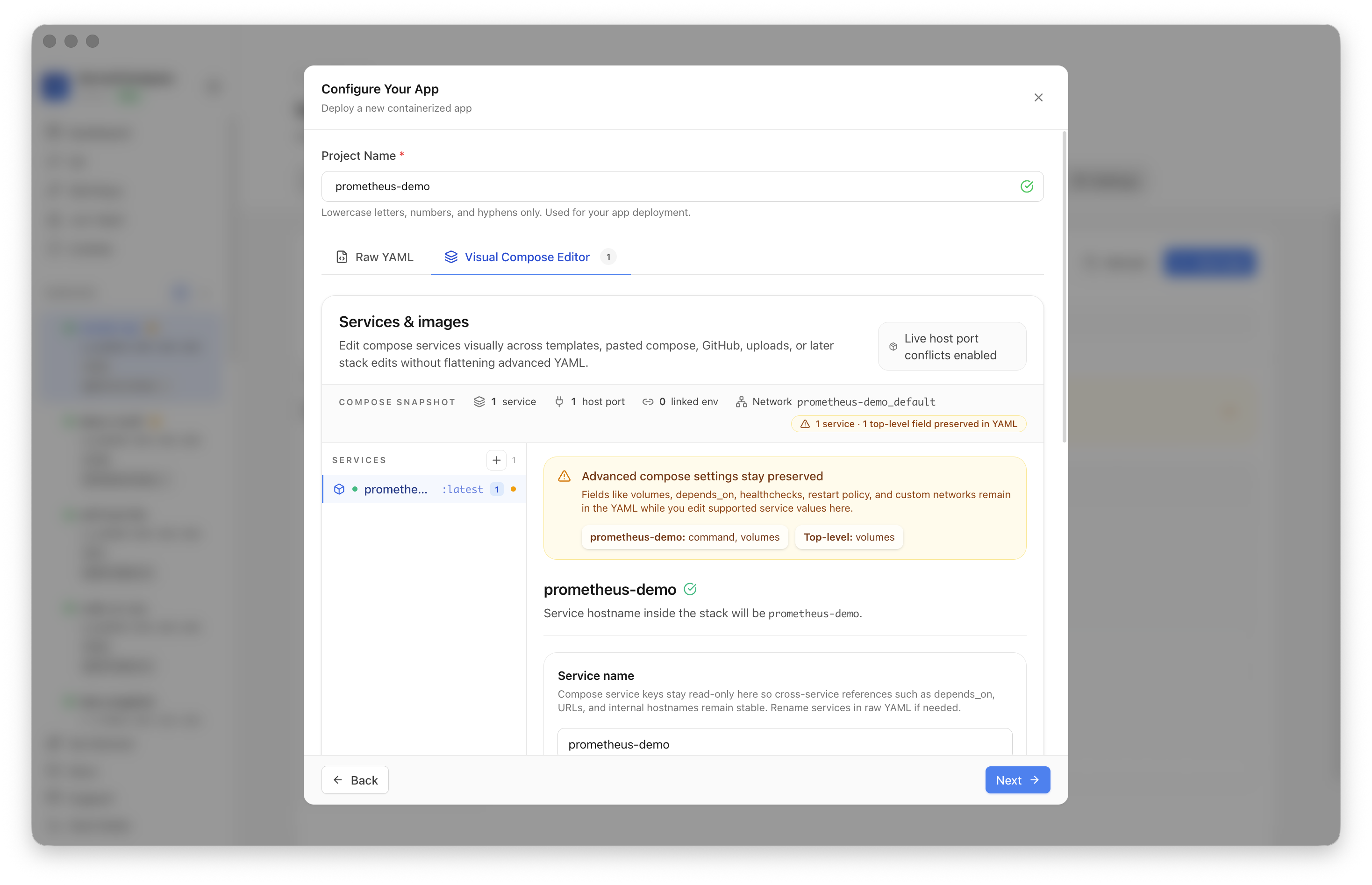 Reviewing generated Prometheus service settings