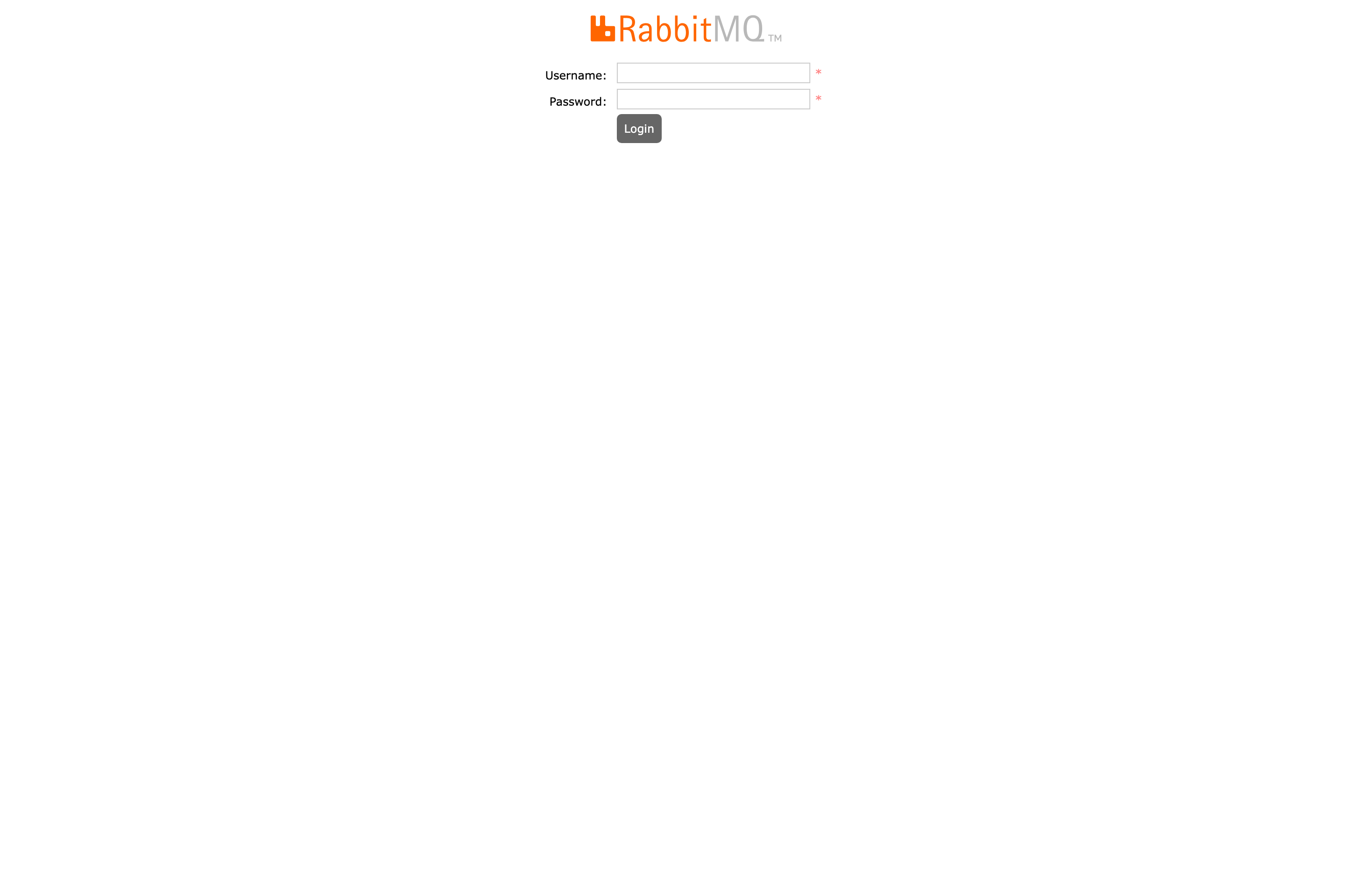 The deployed RabbitMQ web UI loaded in a browser
