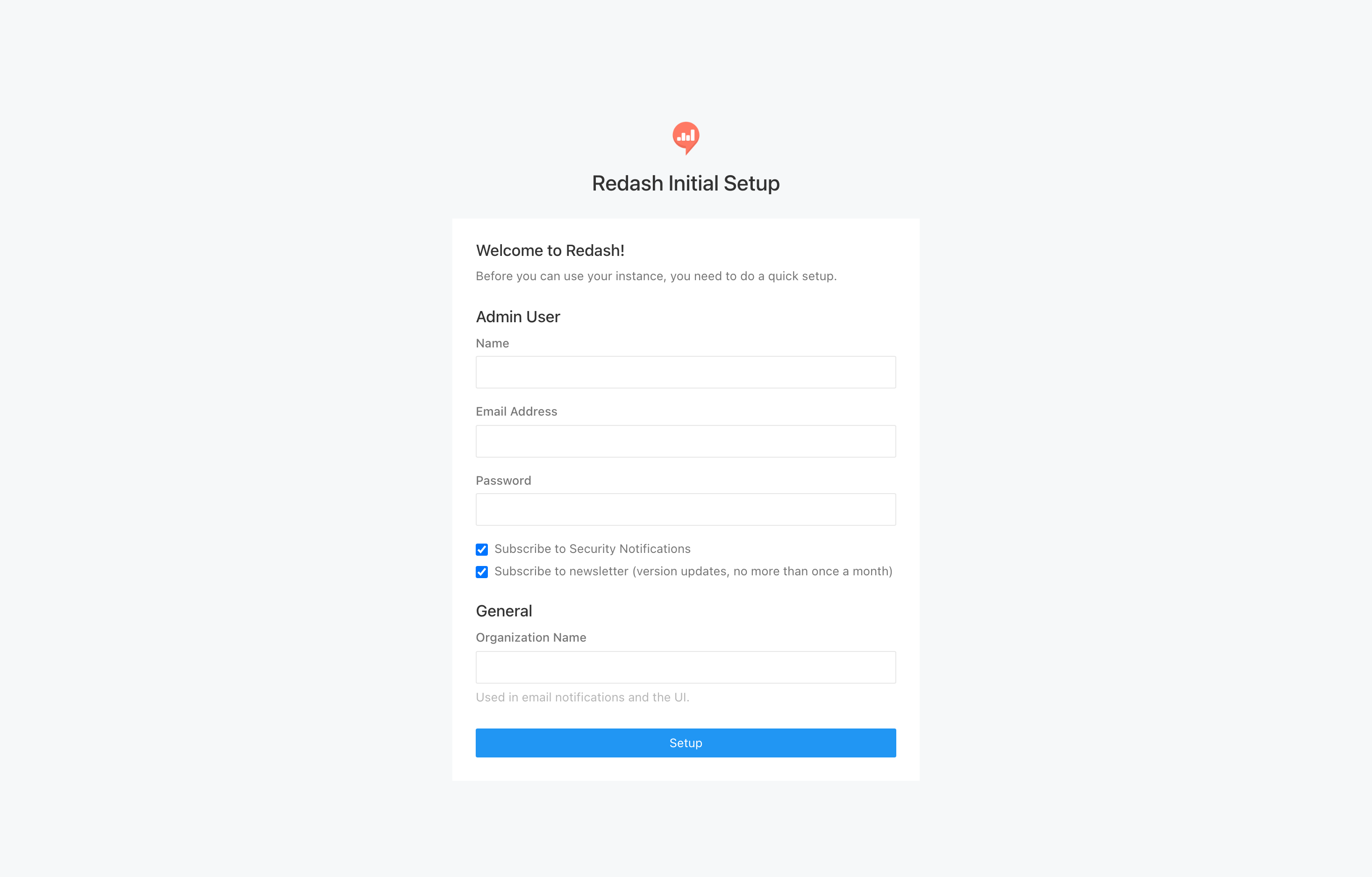 The deployed Redash web UI loaded in a browser
