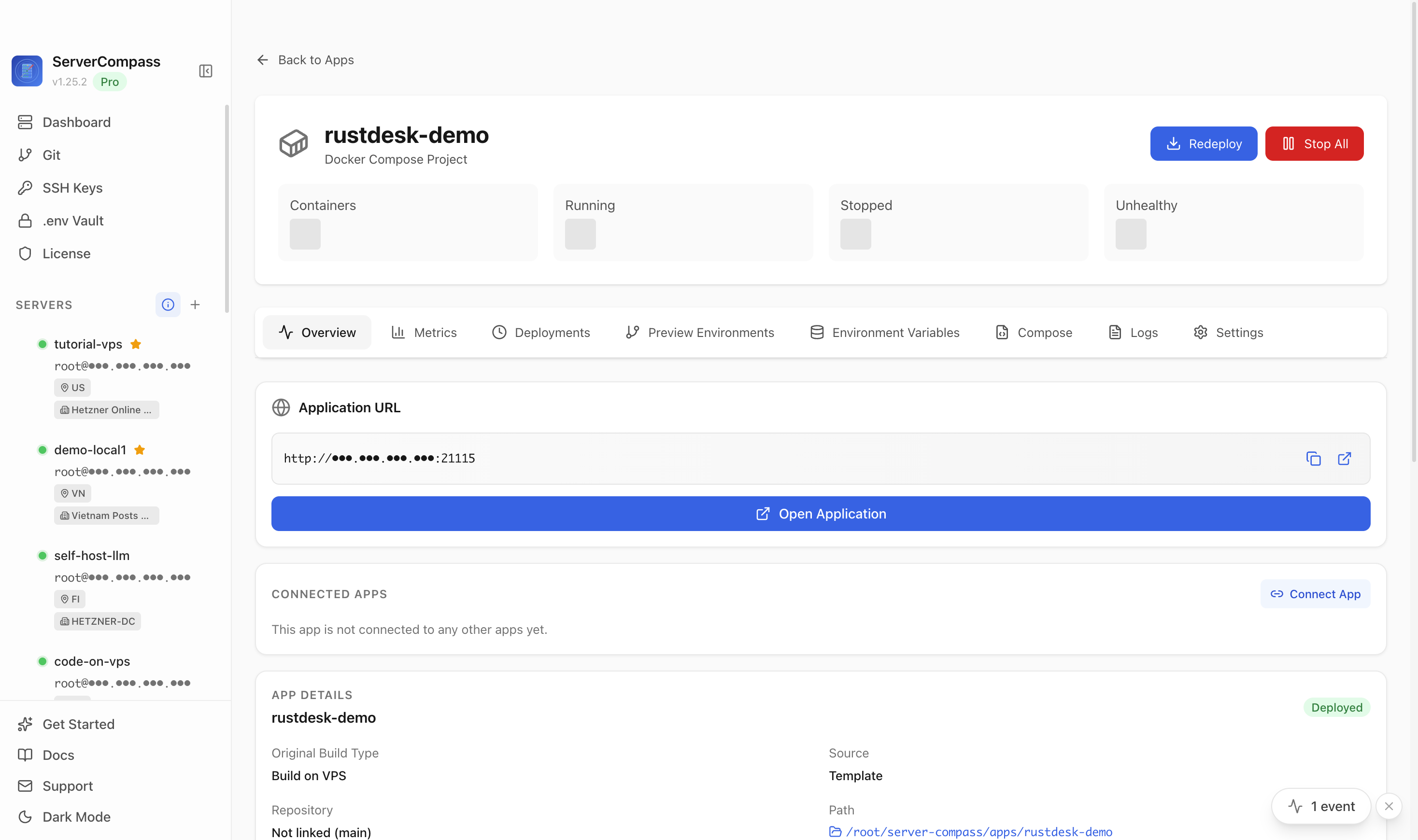 RustDesk hbbs and hbbr services running on the VPS