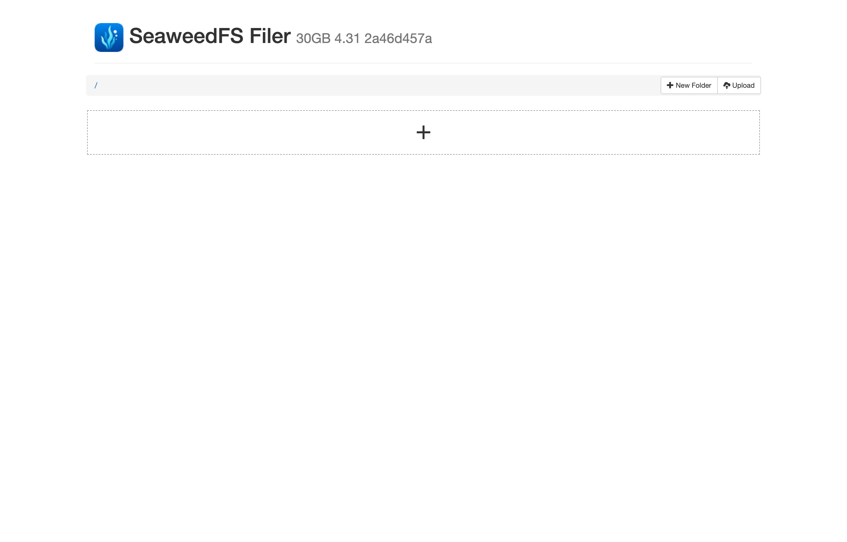 The deployed SeaweedFS web UI loaded in a browser