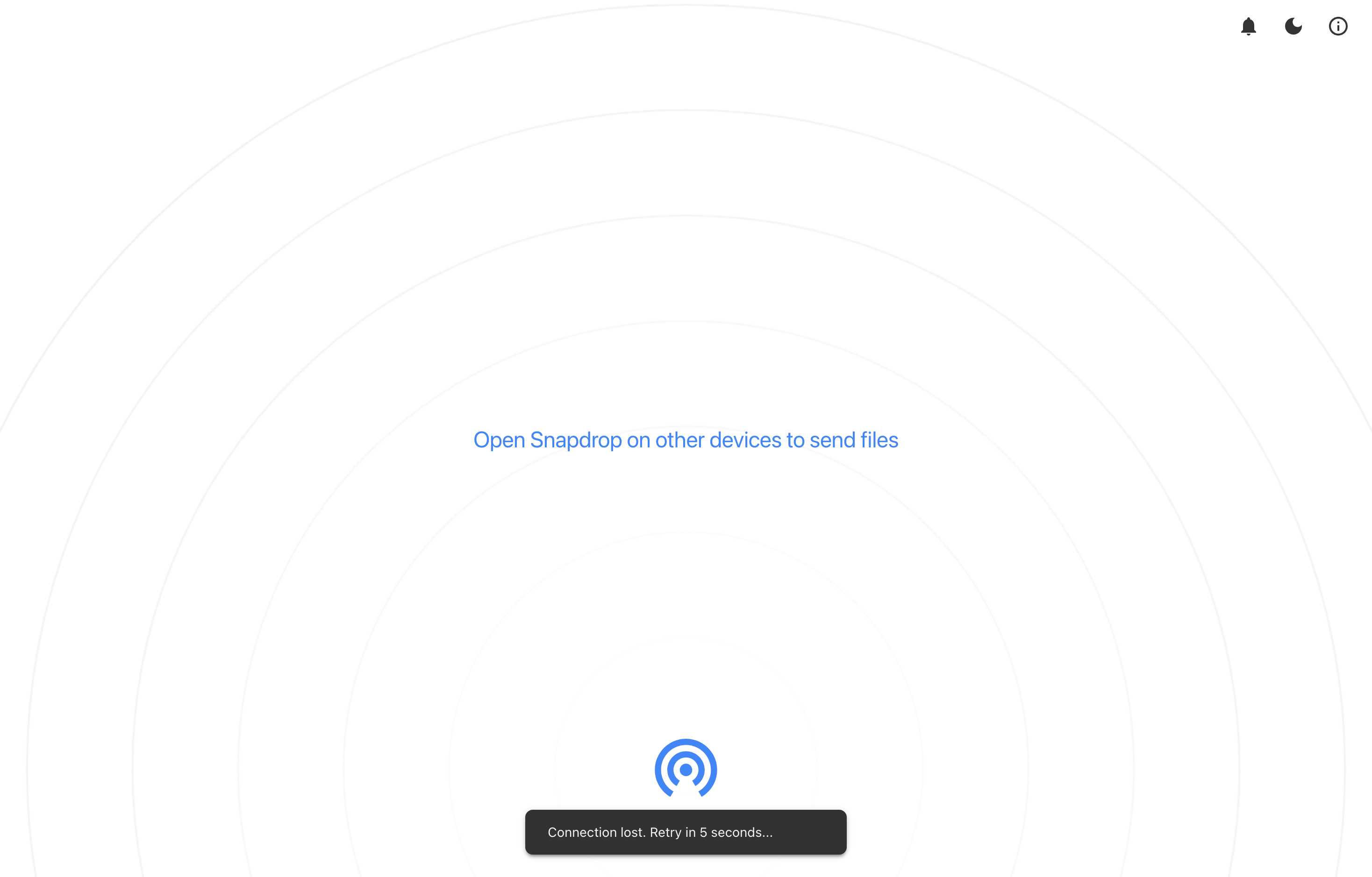 The deployed Snapdrop web UI loaded in a browser