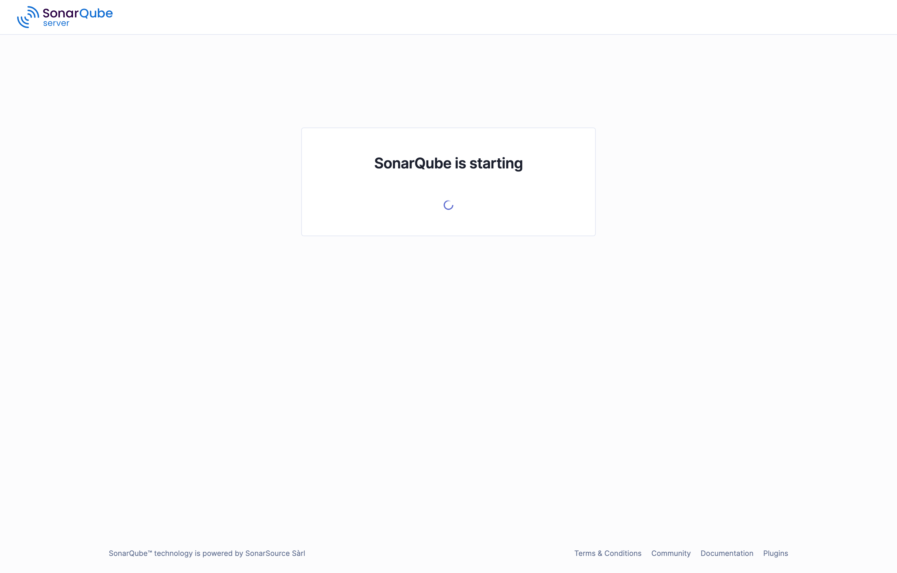 The deployed SonarQube login screen loaded in a browser