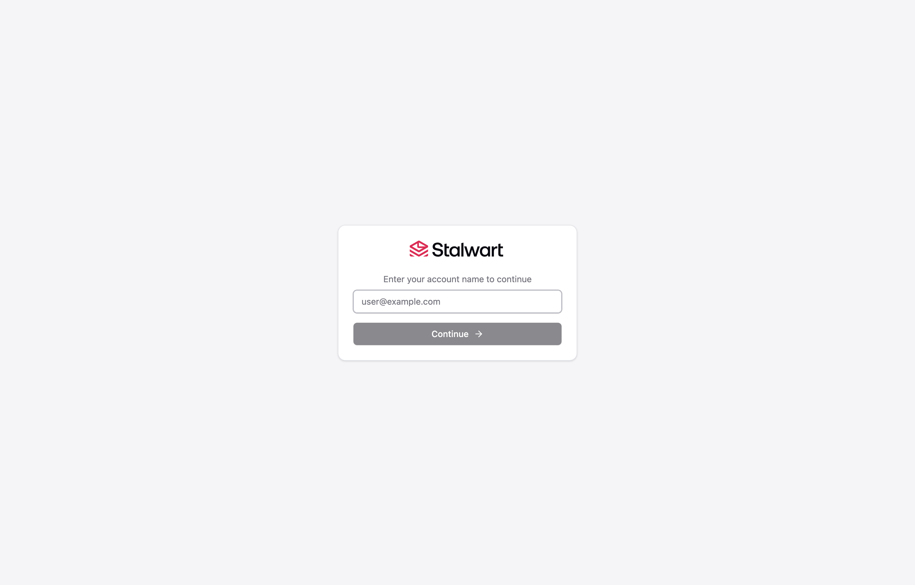 The deployed Stalwart Mail admin login loaded in a browser