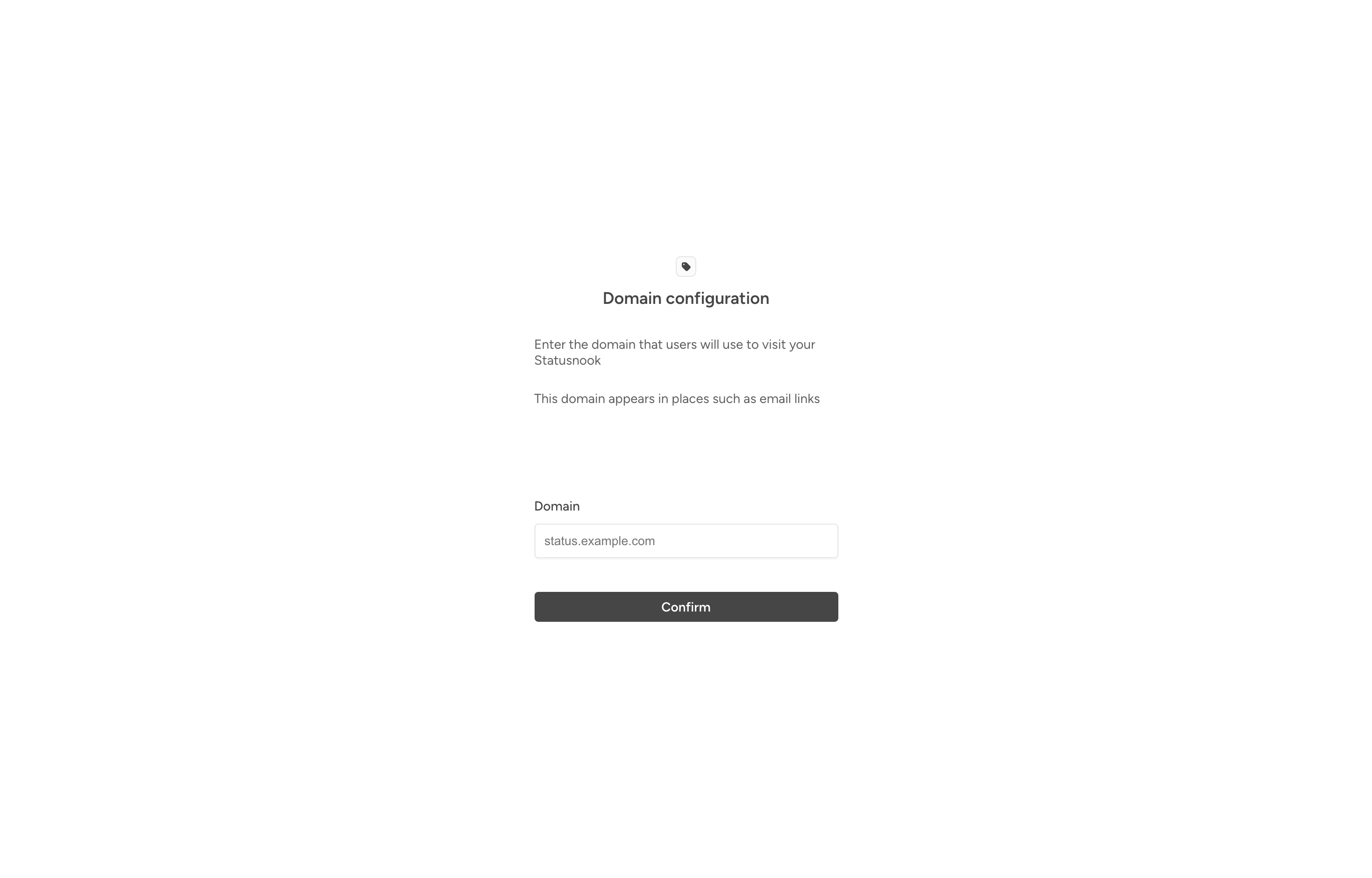 The deployed Statusnook web UI loaded in a browser