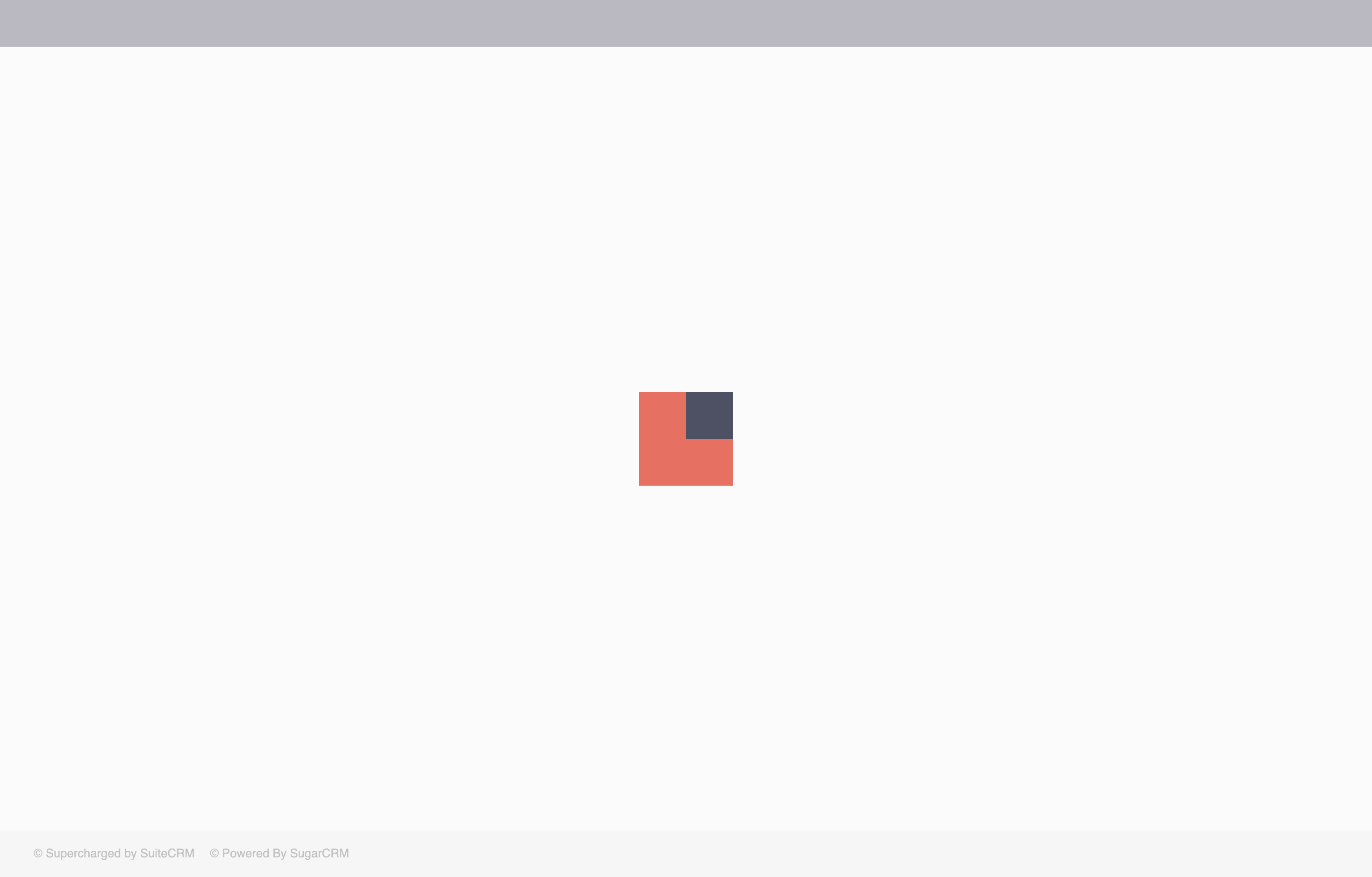 The deployed SuiteCRM web app loaded in a browser