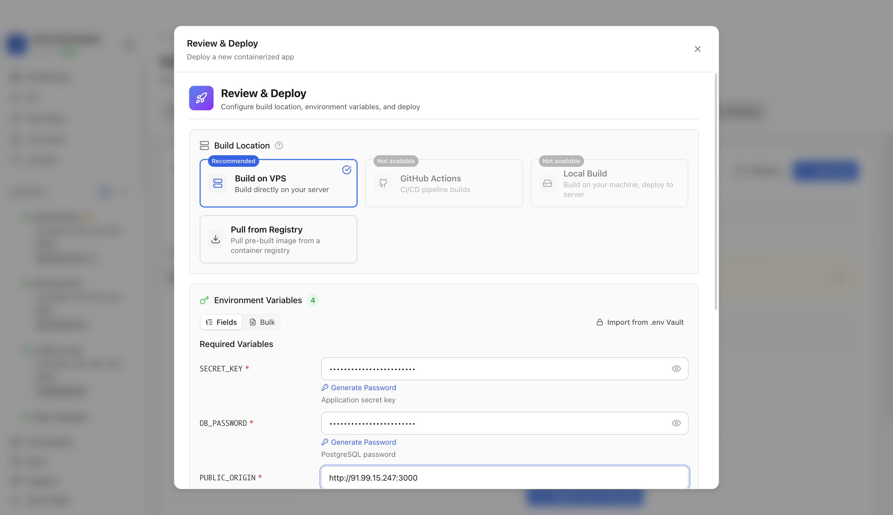 Reviewing Teable environment variables and port before deployment