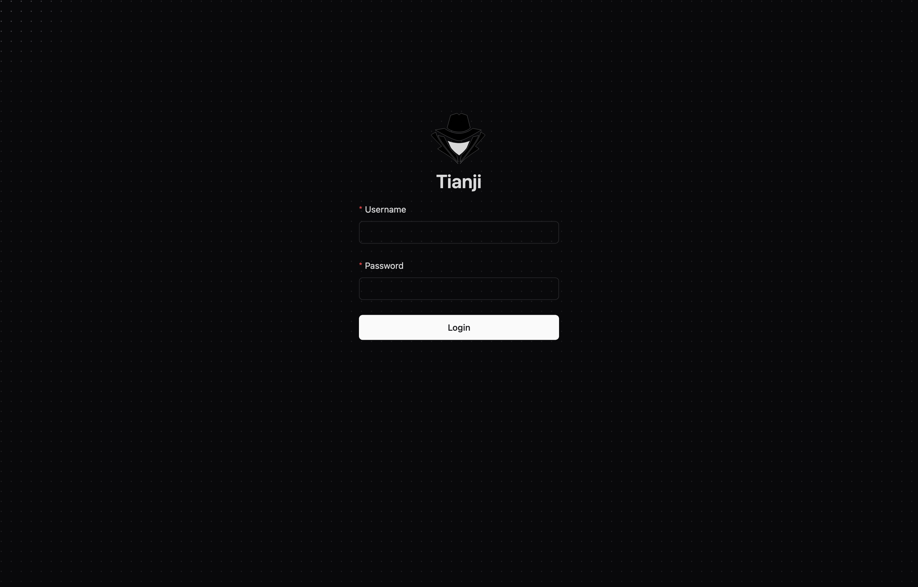 The deployed Tianji web UI loaded in a browser